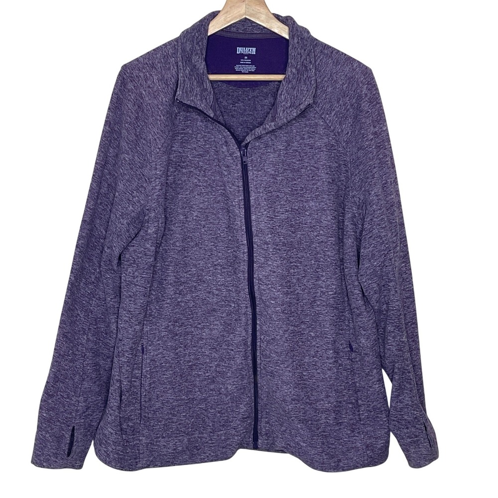 Duluth Trading Co Women 2X Purple Heather Full Zip Fleece Jacket Thumbholes
